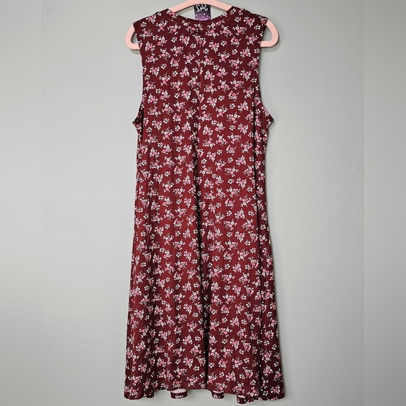 NWOT Fortune + Ivy Women's Burgundy Floral Flowy Sleeveless Midi Dress, SMALL - Picture 6 of 10